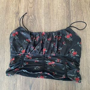 Garage mesh spaghetti strap tank top floral